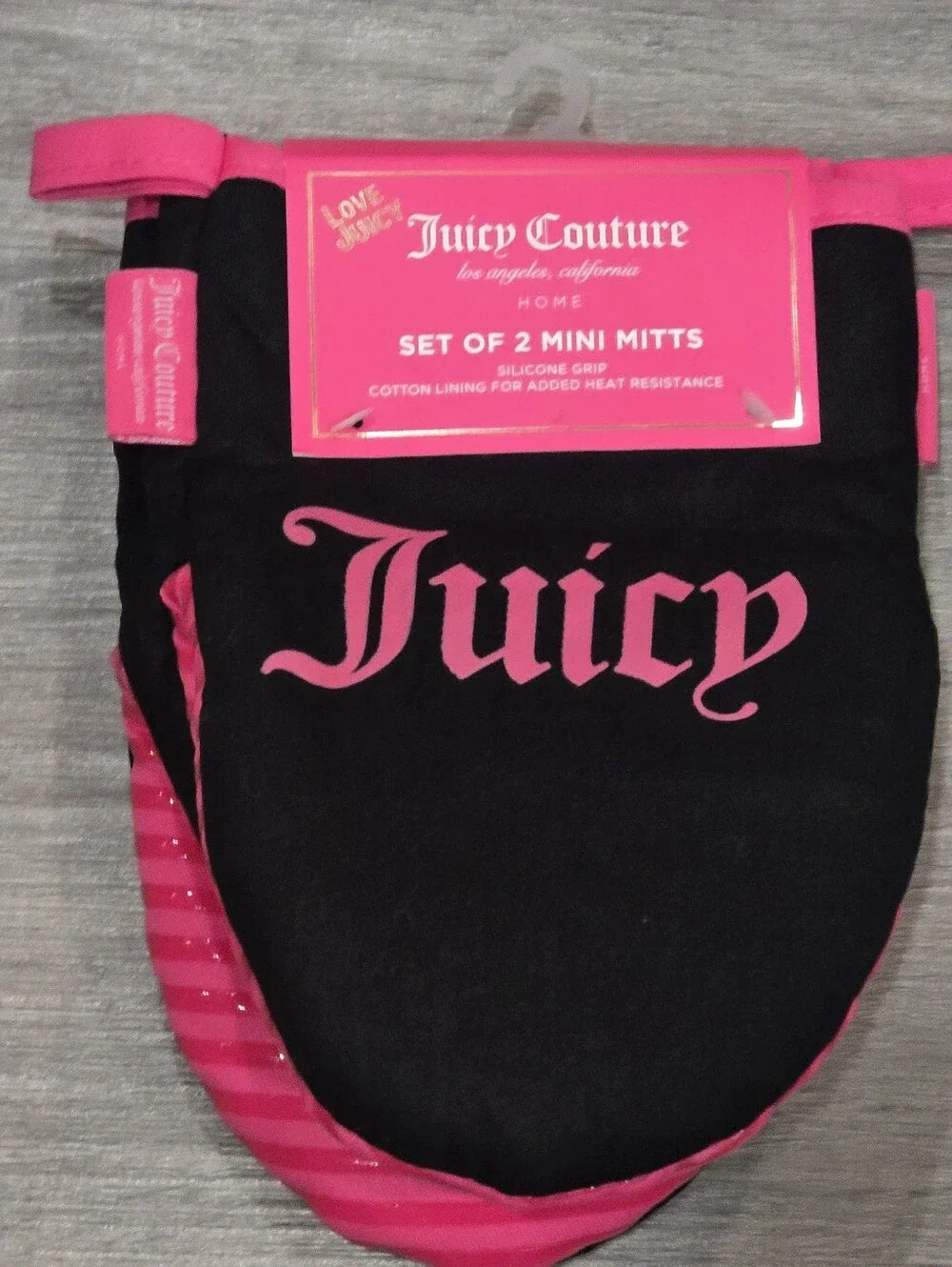 Juicy Couture Home Set Of 2 Logo Silicone Grip Mini Oven Mitts